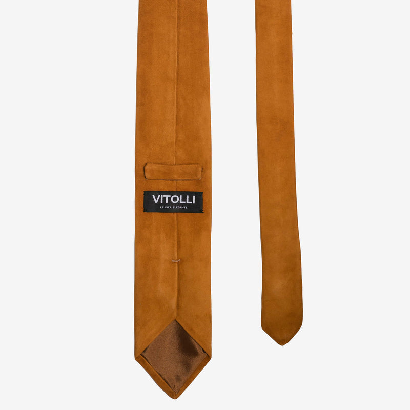 Brown suede tie made in Italy by Vitolli
