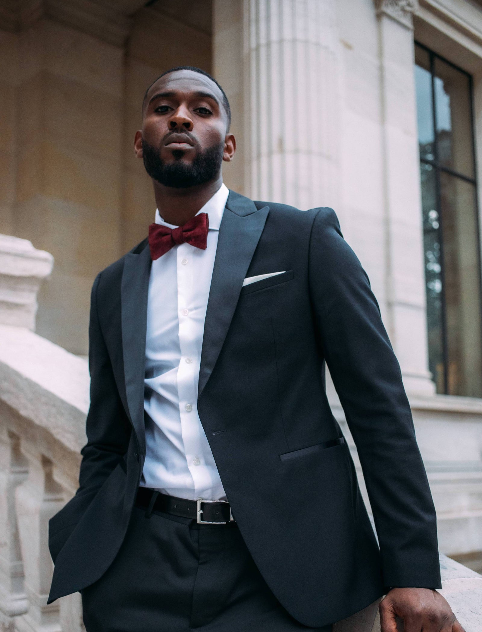 black dress shirt with red bow tie Slim Fit Bow Tie Shirt: Premium Quality, Perfect for Parties & Performance! Shop Now! from Dhgate Men's Dress Shirts